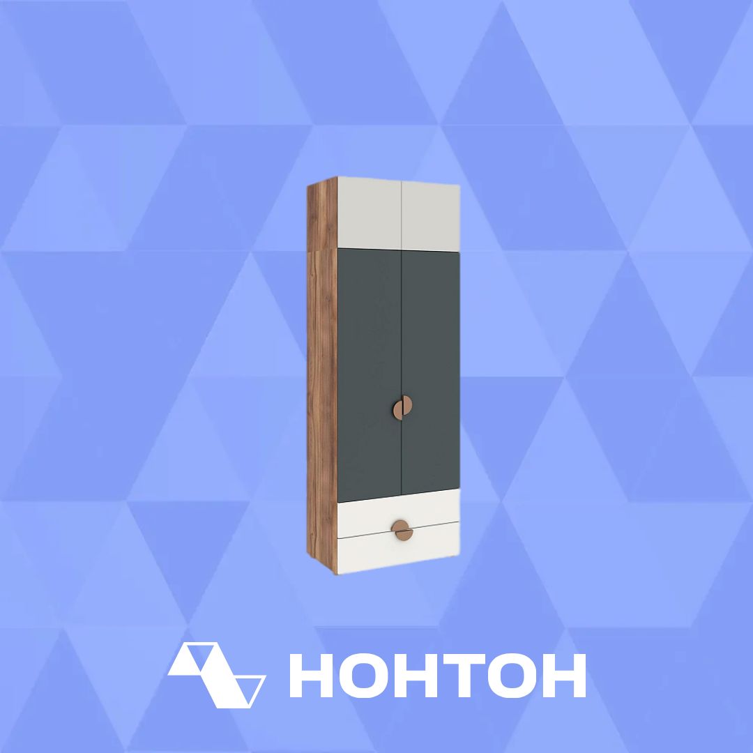 Шкаф двустворчатый с ящиками и антресолью Тризиль дуб барокко / белый / зеленый камень