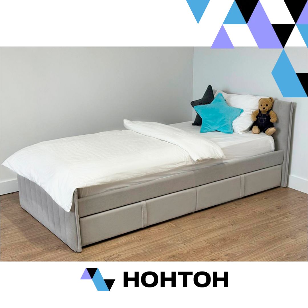 Кровать с ящиками Твикс велюр галька