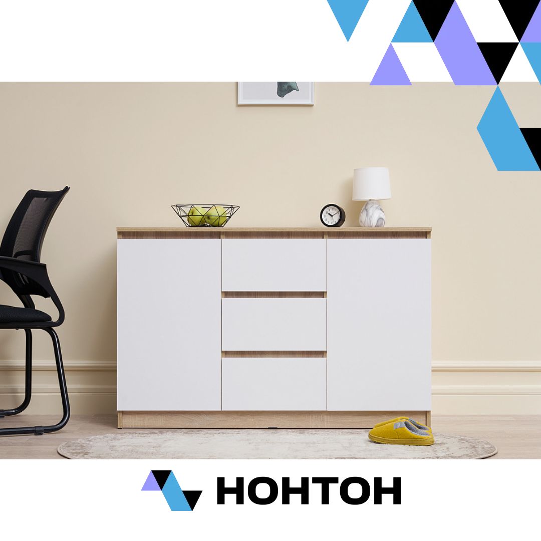 Комод Челси 1200 дуб сонома / белый глянец