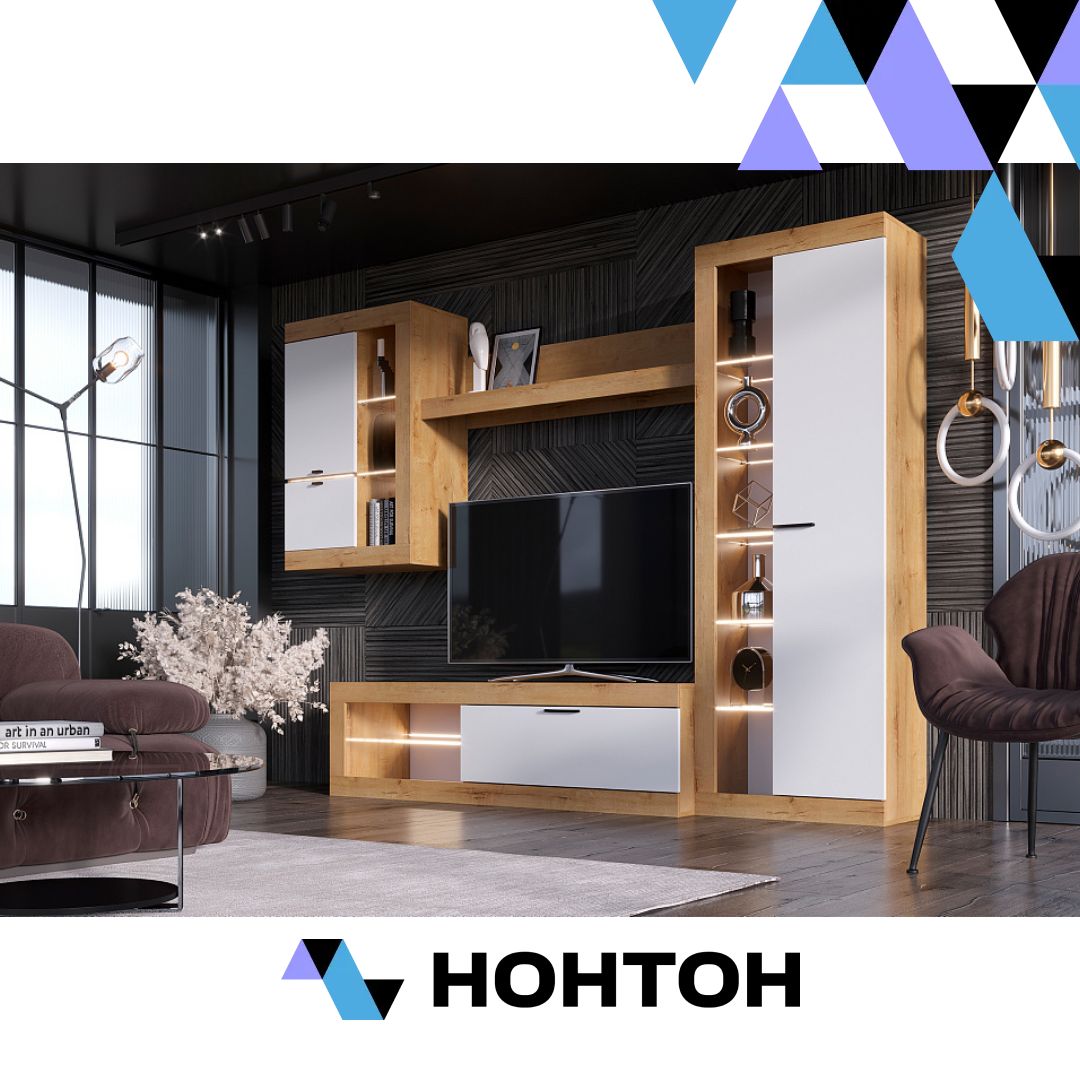 Гостиная Прага №4 дуб вотан / белый гладкий