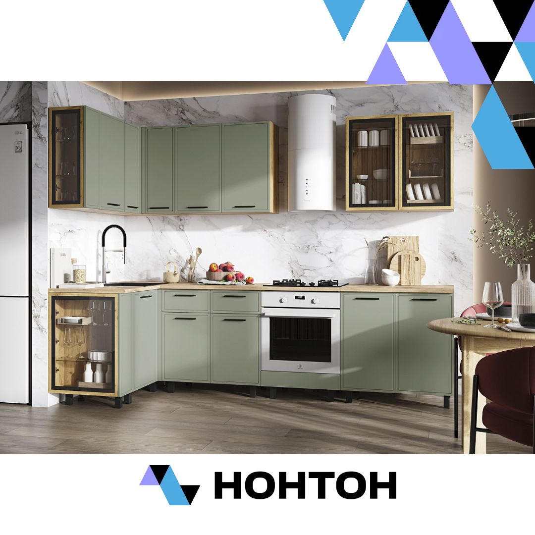 Кухня угловая Бьянка 1.2 х 2.8 м олива софт