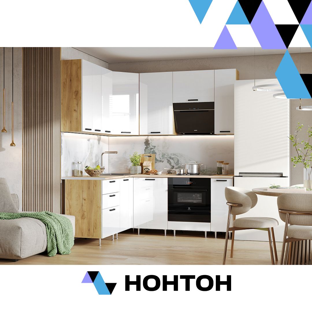 Кухня угловая Рио NEW №2 1.6 х 2.0 м белый глянец