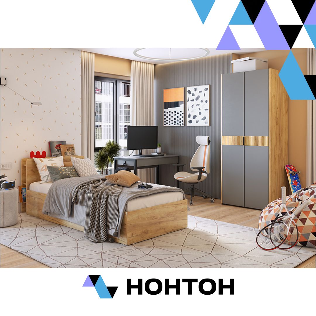 Спальня Адам №2 дуб крафт золотой / графит / черный муар