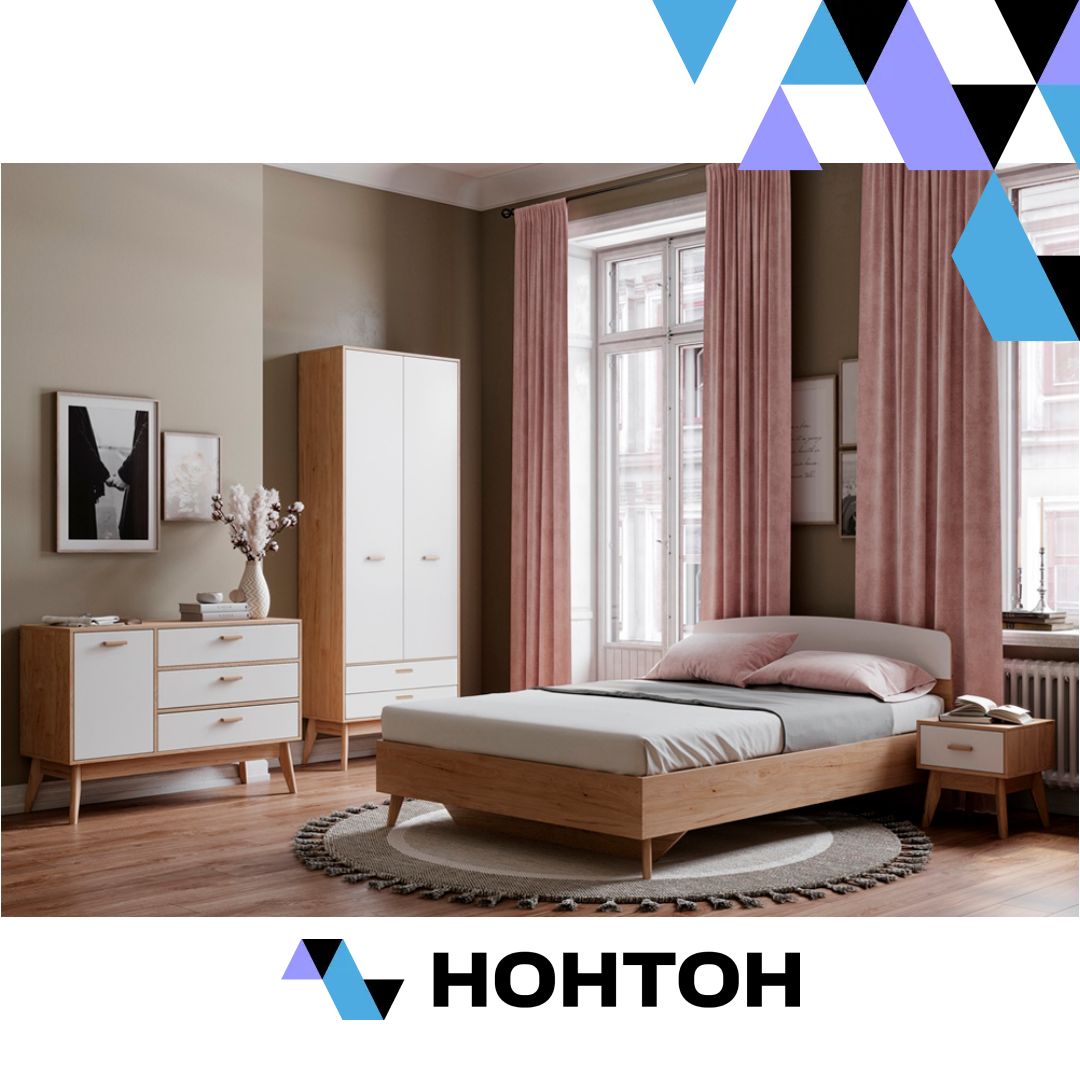 Спальня Калгари дуб натуральный светлый / белый матовый