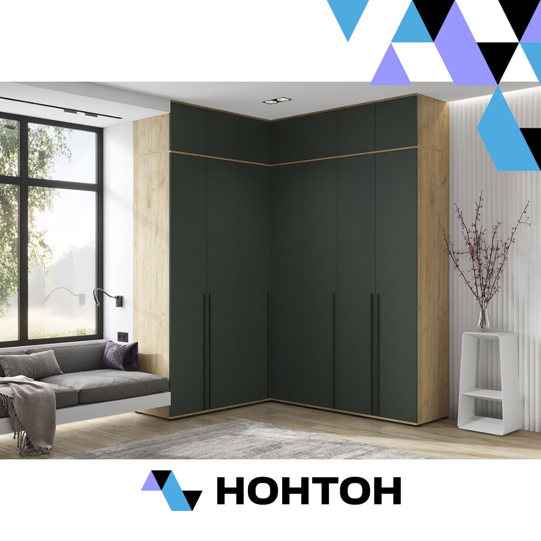 Комплект шкафов с антресолью Норд №4 дуб крафт / изумрудный