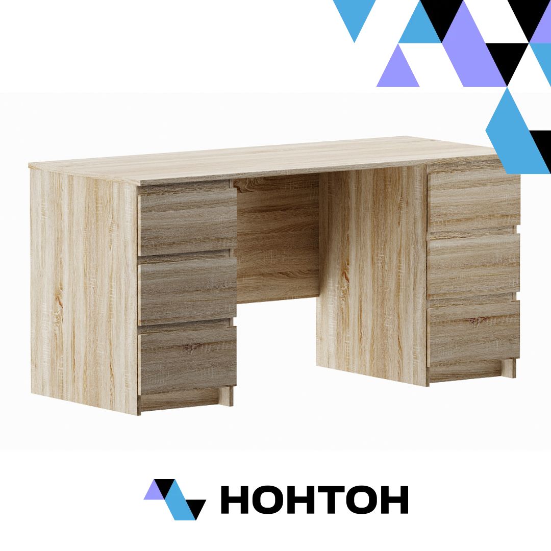 Письменный стол Кастор дуб сонома 6 ящиков