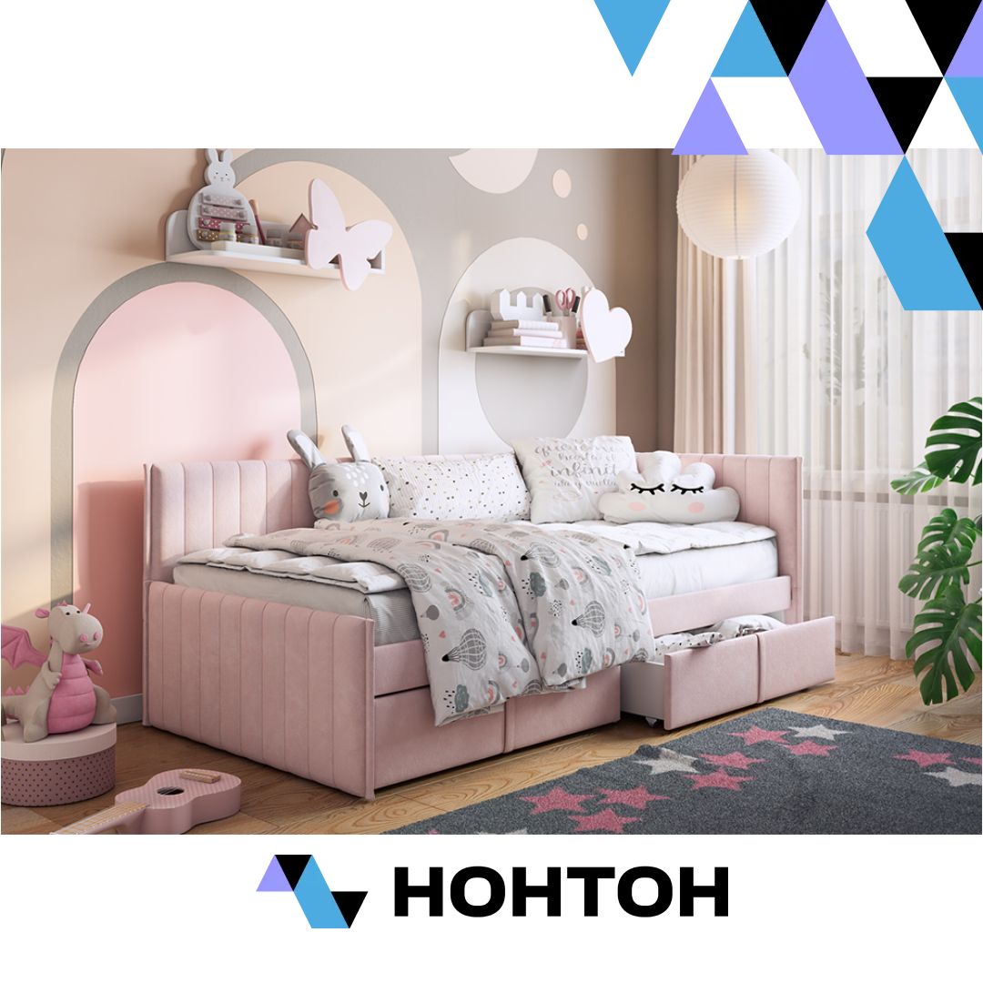 Софа Твикс велюр нежно-розовый