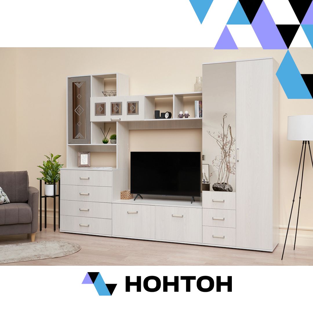 Гостиная Белла №2 ясень белый