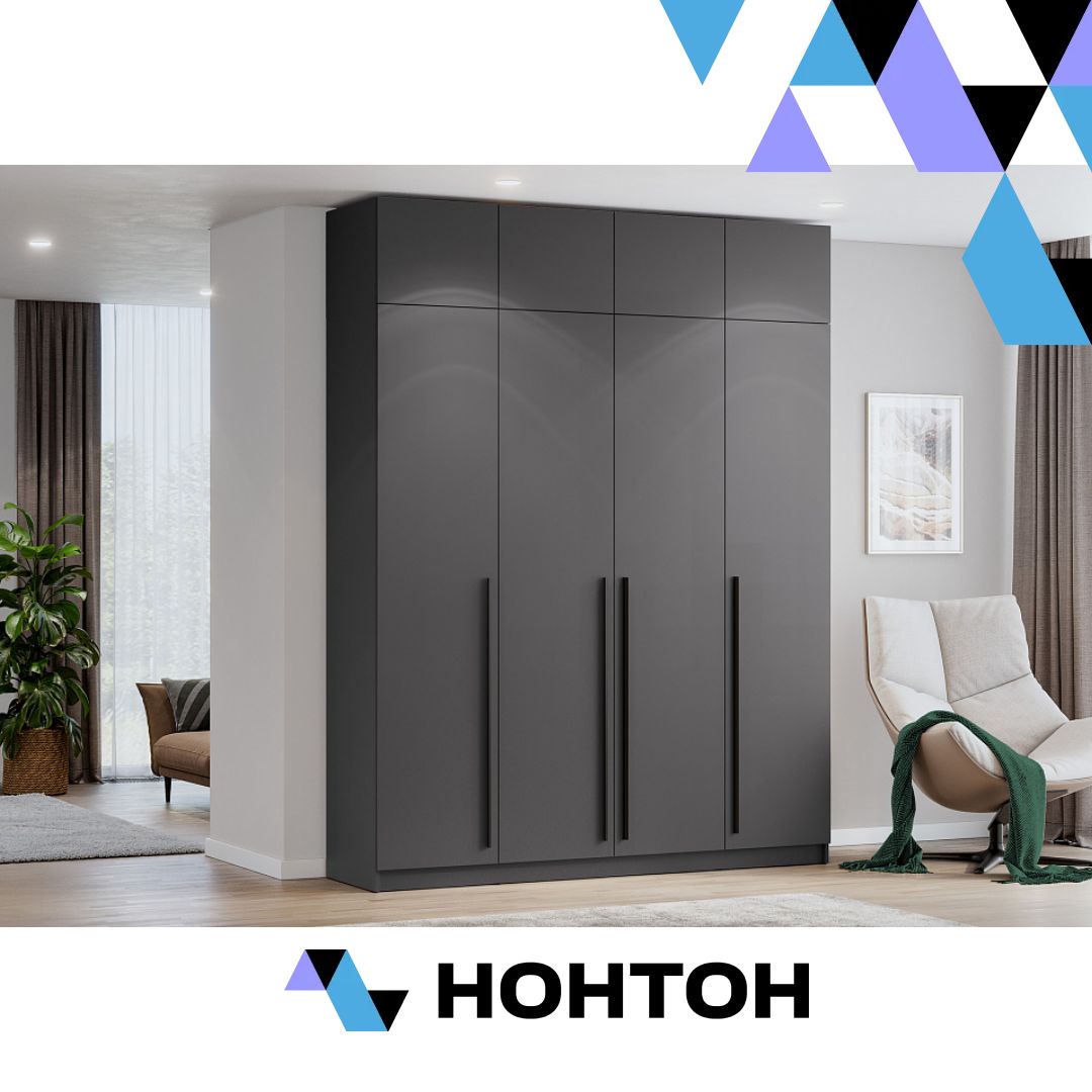 Шкаф Берген с антресолью серый графит