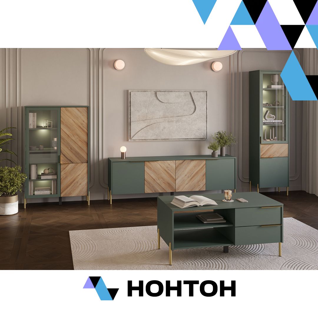 Гостиная Siena №2 дымчатый зеленый / дуб вотан