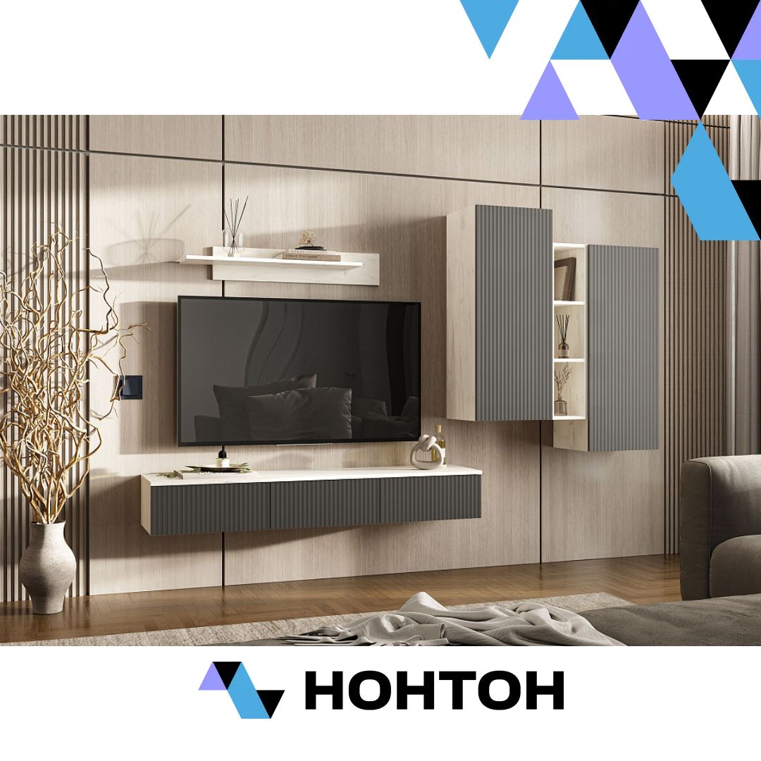 Гостиная Оскар №2 дуб крафт белый / графит