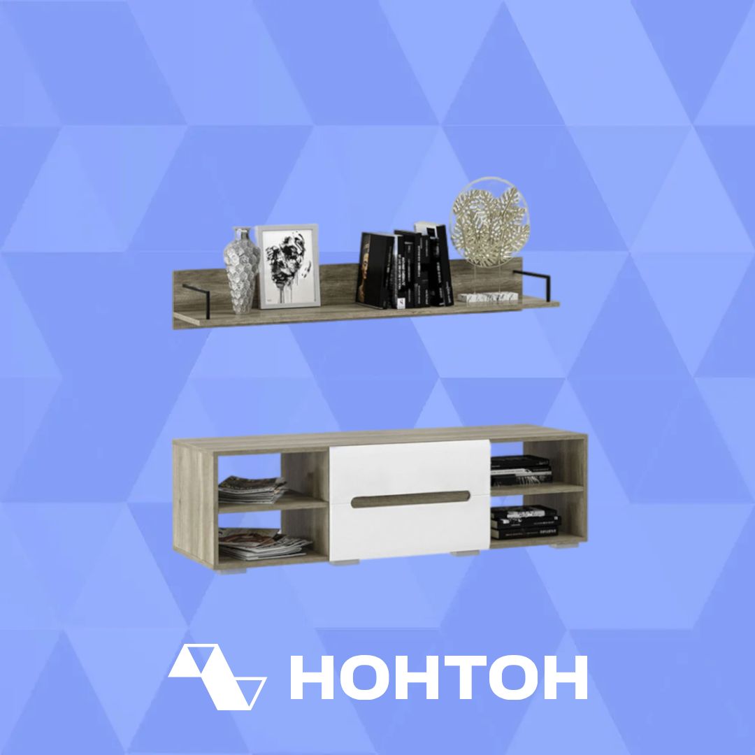 Тумба Наоми с навесной полкой дуб каньон / белый глянец