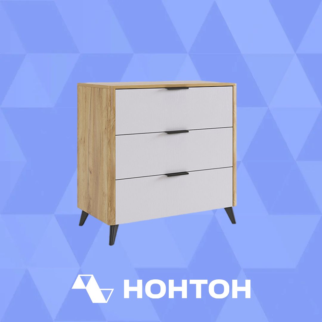 Комод Адам дуб крафт золотой / белое дерево