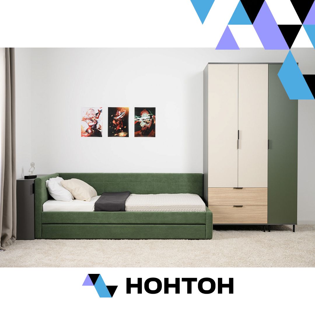 Спальня Марвэл темно-серый / сатин / плэйн / дымчатый зеленый