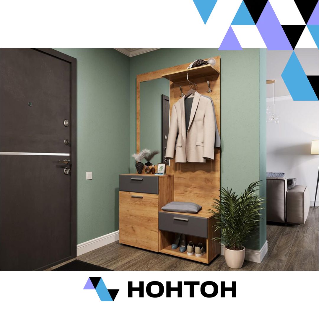 Прихожая Сафари №2 дуб крафт золотой / графит софт