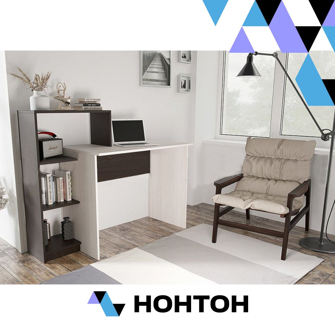 Стол компьютерный №5 дуб беленый / дуб венге