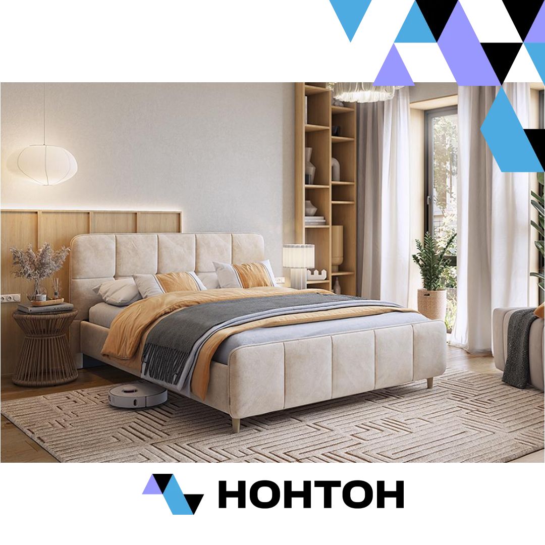 Кровать Грета 1.6 м бежевая