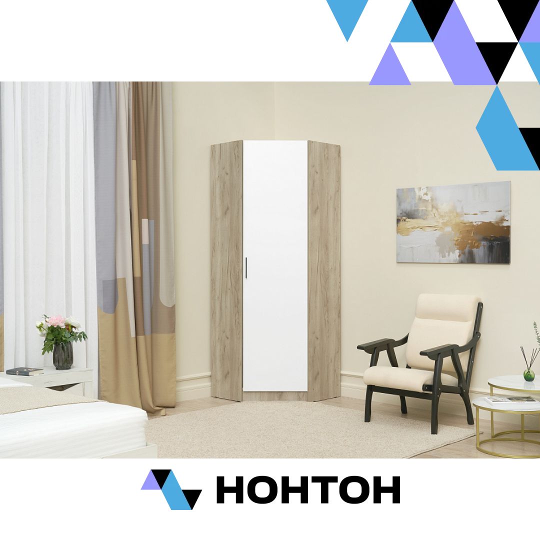 Шкаф угловой Вега дуб крафт серый / белый