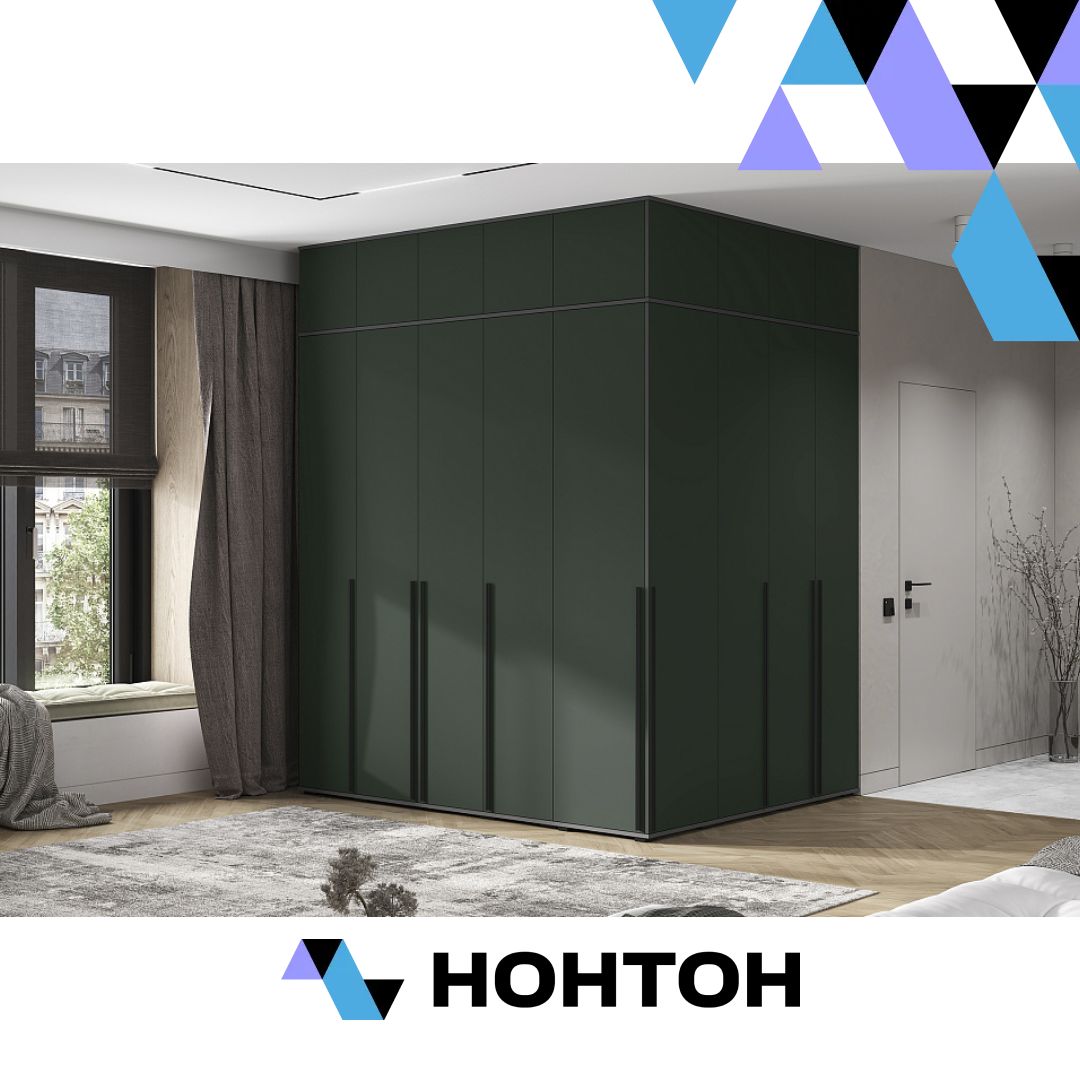 Комплект шкафов с антресолью Норд №2 графит / изумрудный