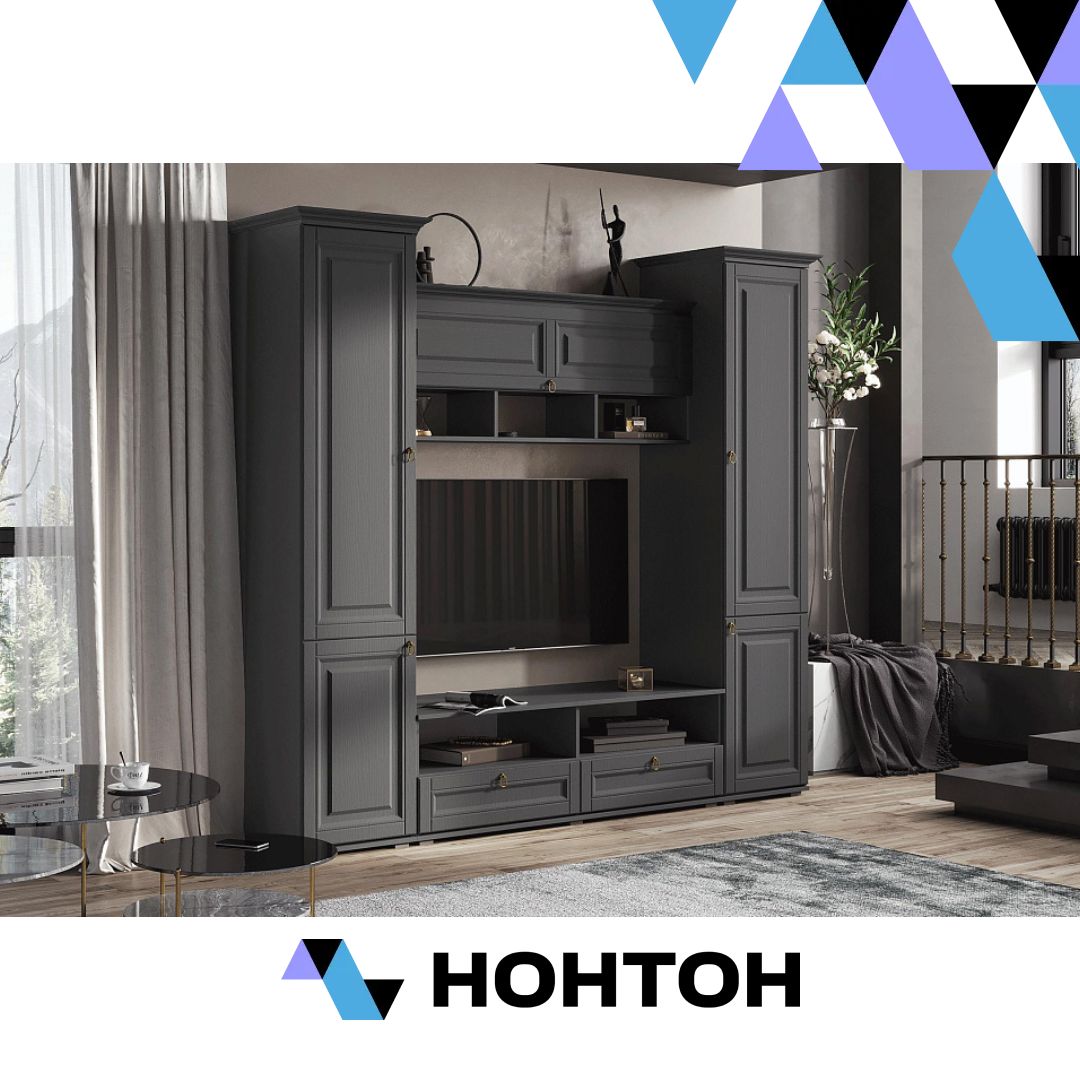 Стенка Престиж-1 №4 графит / графит структурный