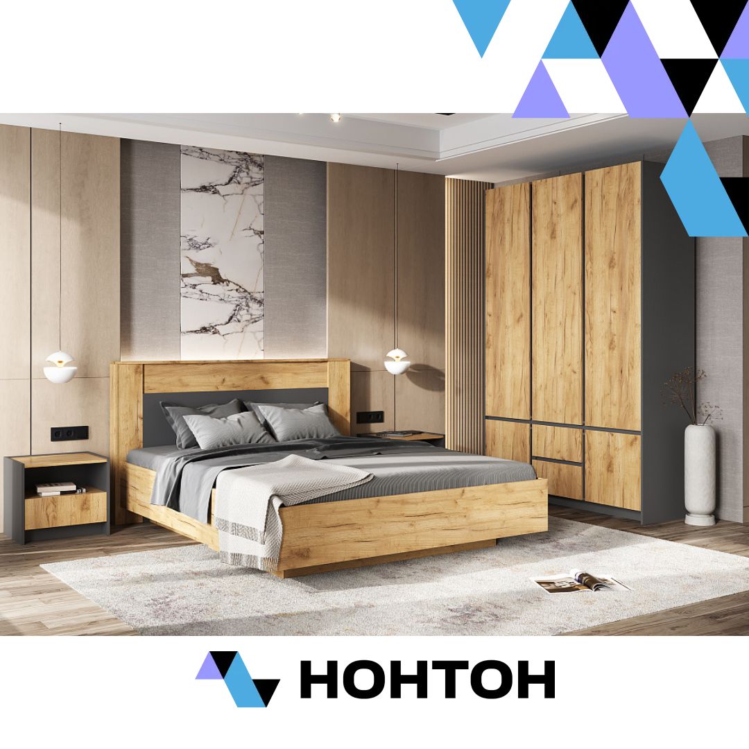 Спальня Остин графит / дуб крафт