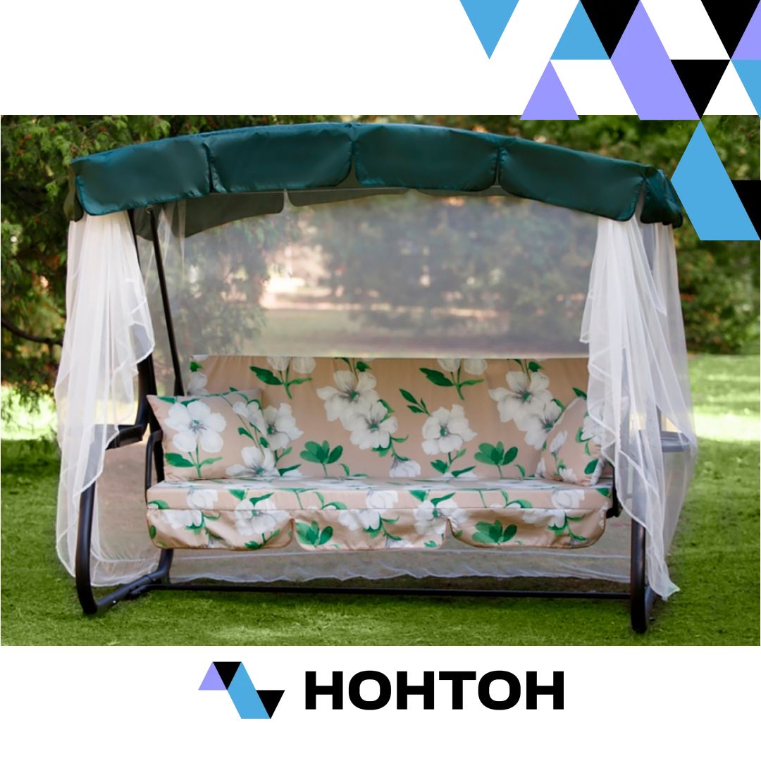 Качели садовые 3-х местные Турин бежевые / белые