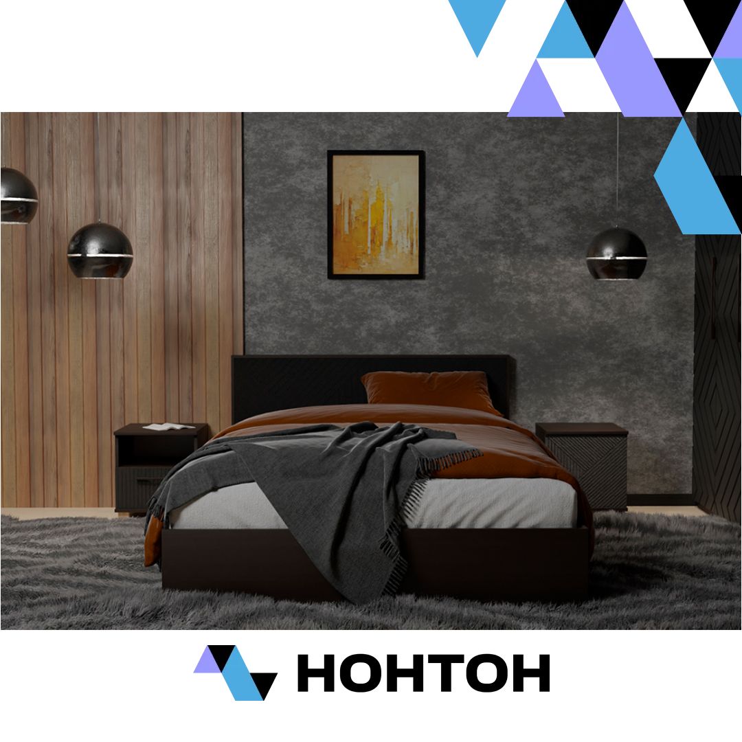 Кровать Копенгаген венге / черный матовый