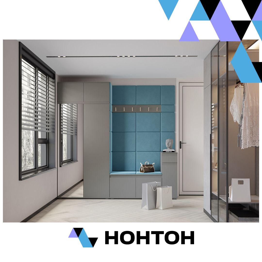 Прихожая STARK 1 серый графит / велюр бирюзовый