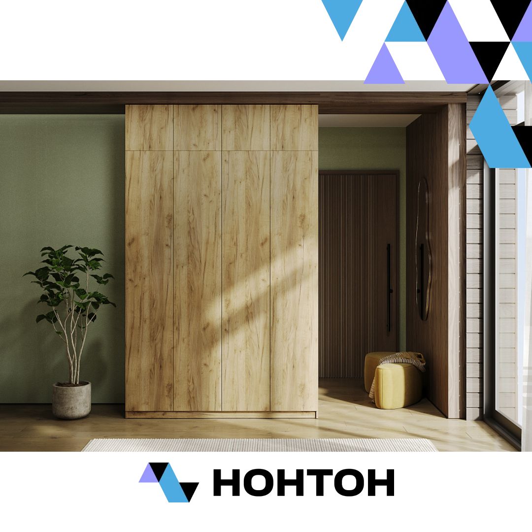 Шкаф 4-х створчатый Скайвуд с антресолью дуб золотой