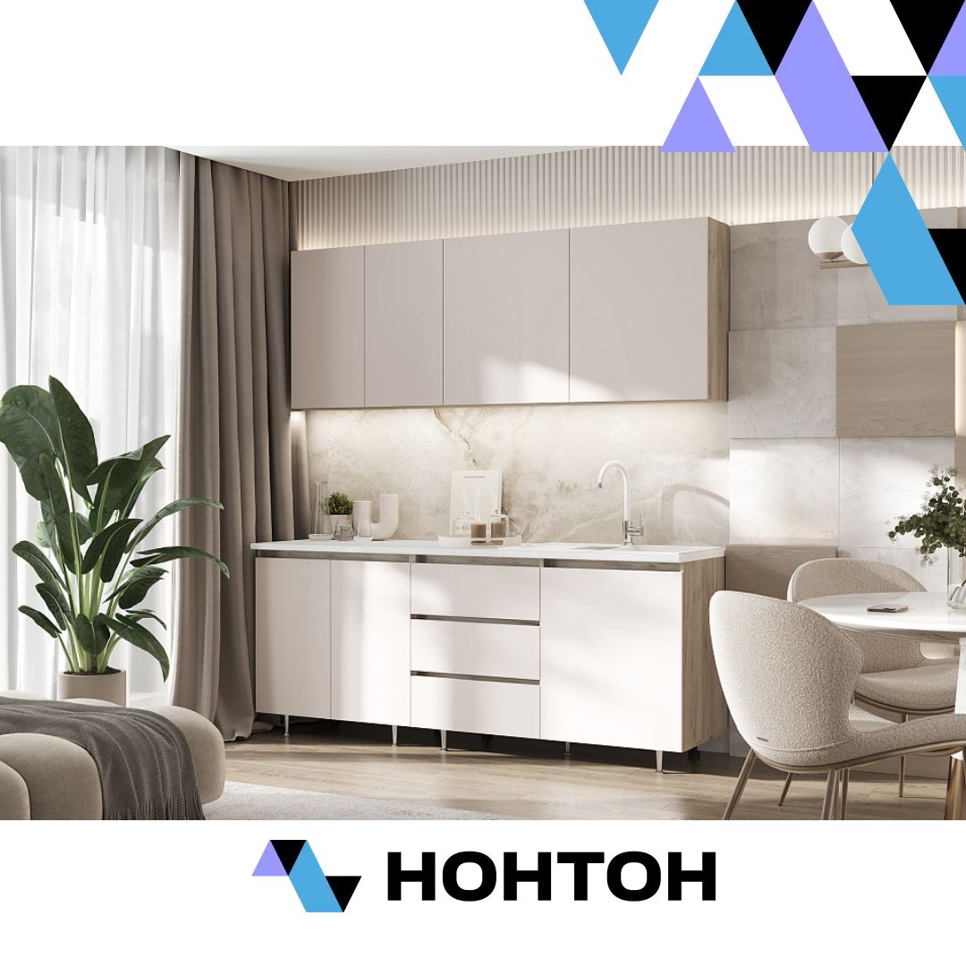 Кухня Челси 2.0 м компоновка №2 дуб крафт серый / кашемир