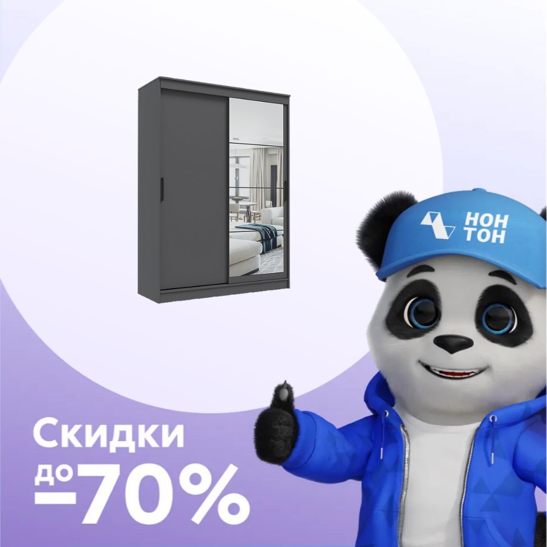 Шкаф-купе 2-х створчатый с зеркалом Гранд графит