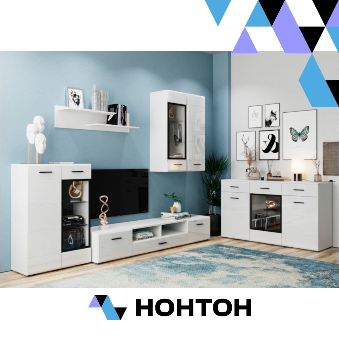 Гостиная Gloss №1 белый глянец / белый бриллиант