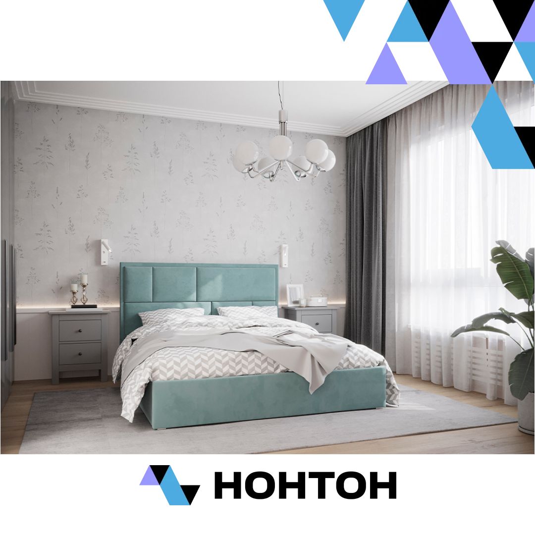 Кровать Стокгольм с подъемным механизмом велюр мята