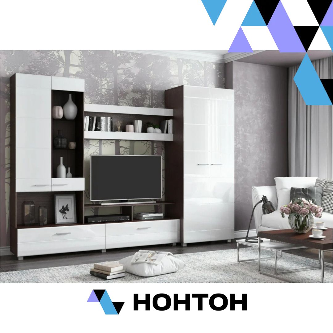 Стенка Камила венге / белый глянец