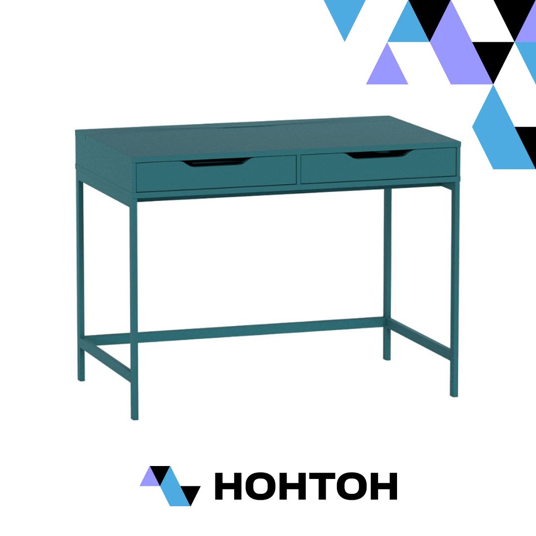 Туалетный столик с двумя ящиками Ингар серо-бирюзовый