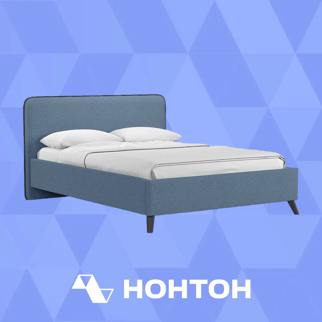 Кровать двуспальная Миа светло-синяя