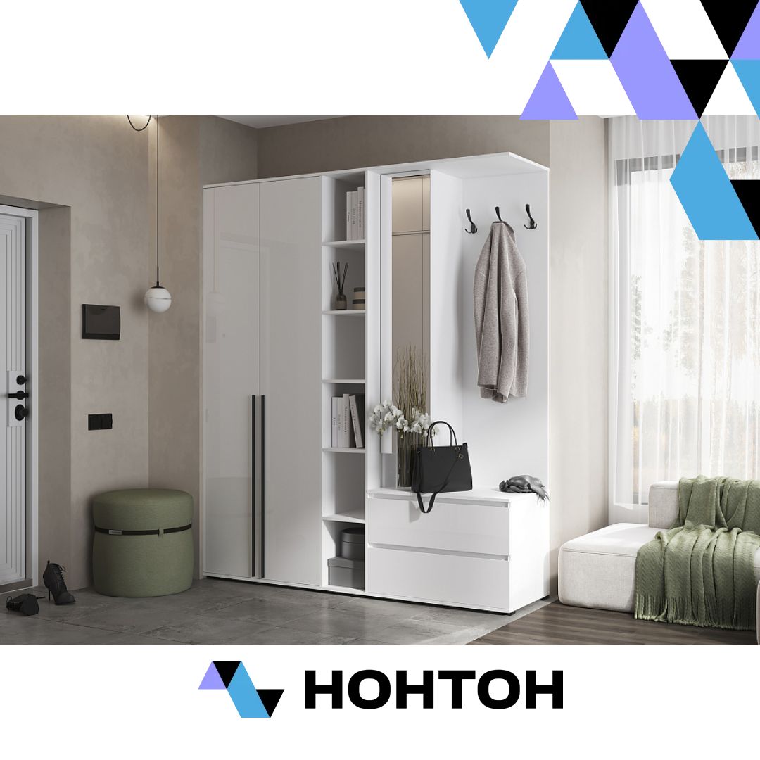 Прихожая Норд №3 белый / белый глянец холодный