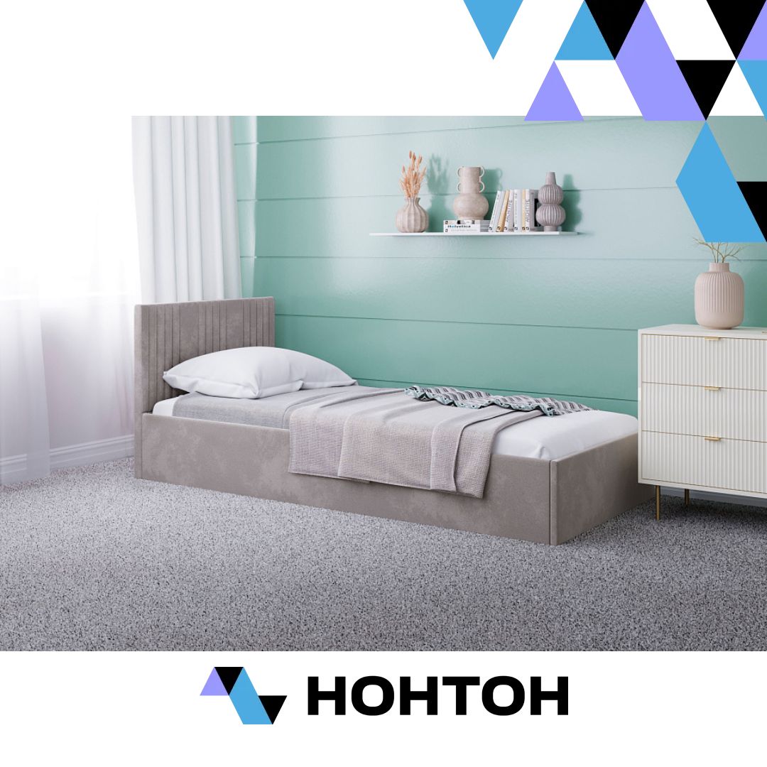 Кровать односпальная Амелия велюр серо-бежевый