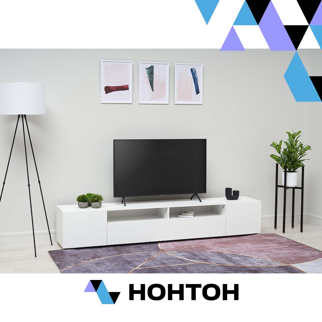 Тумба для ТВ Грейс белая текстурная