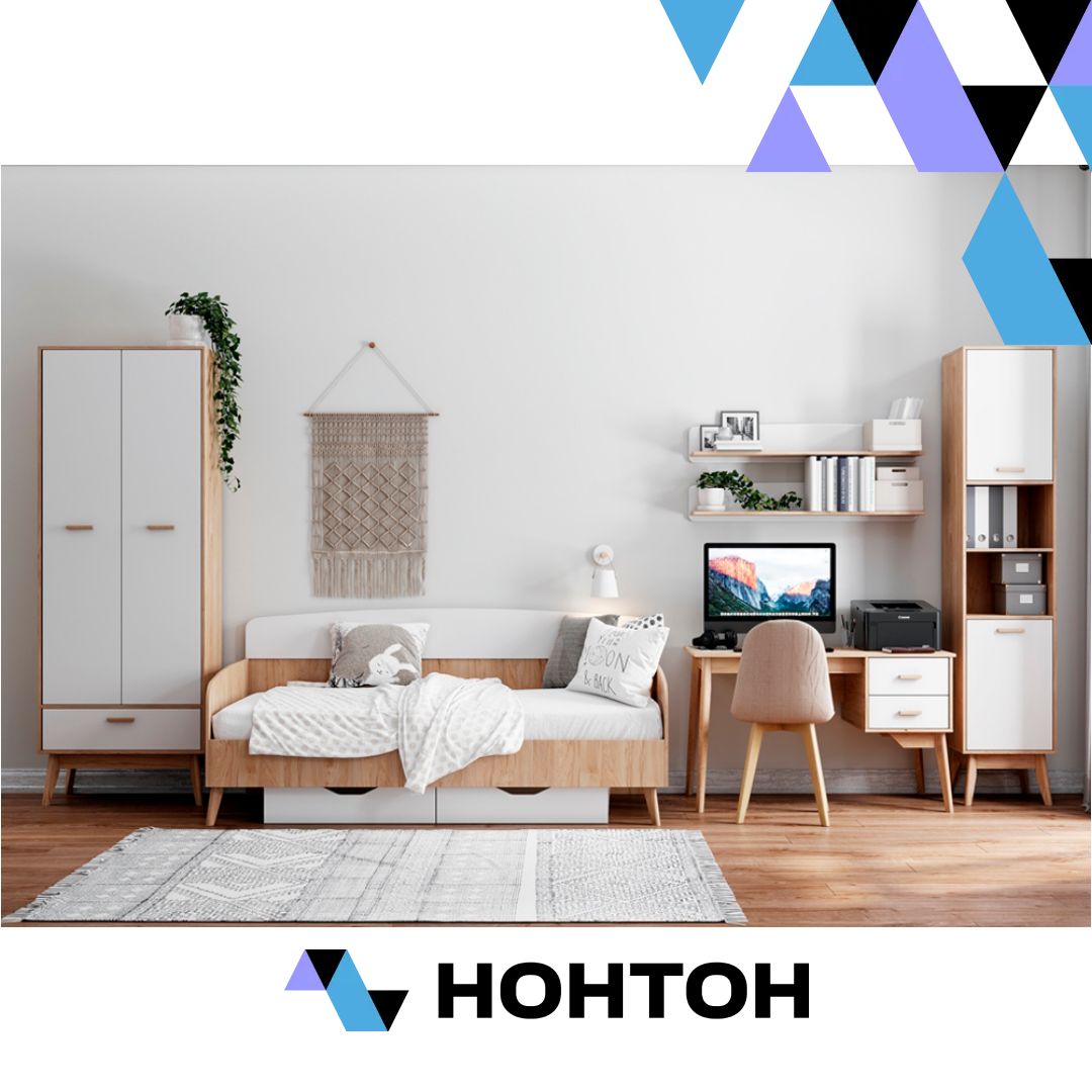 Детская Калгари дуб натуральный светлый / белый матовый