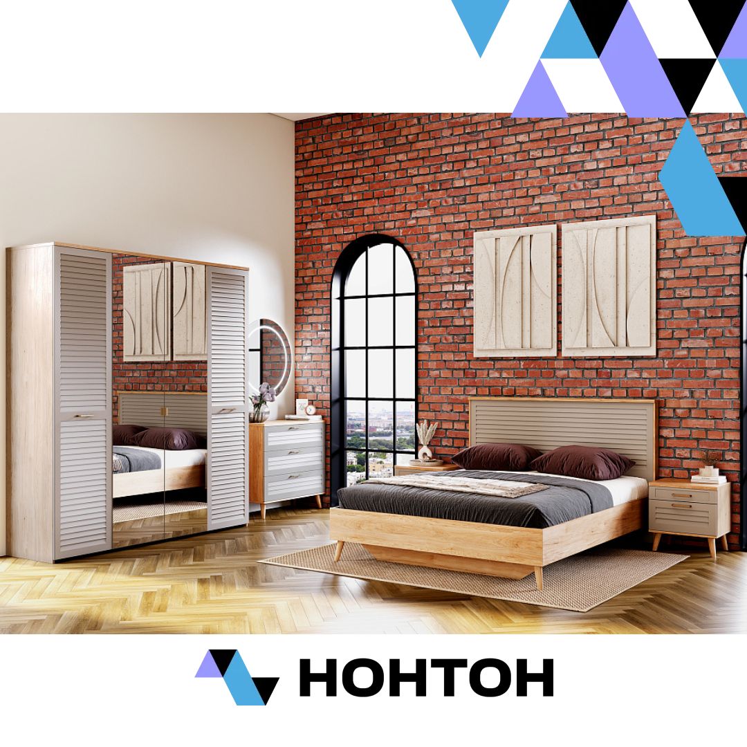 Спальня Гавана 2 дуб натуральный светлый / светло-серый софт