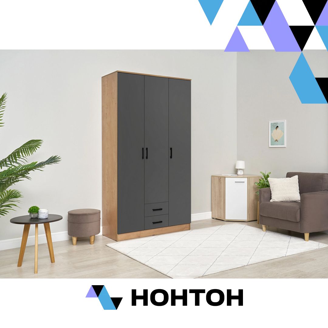 Шкаф Трио дуб вотан / графит