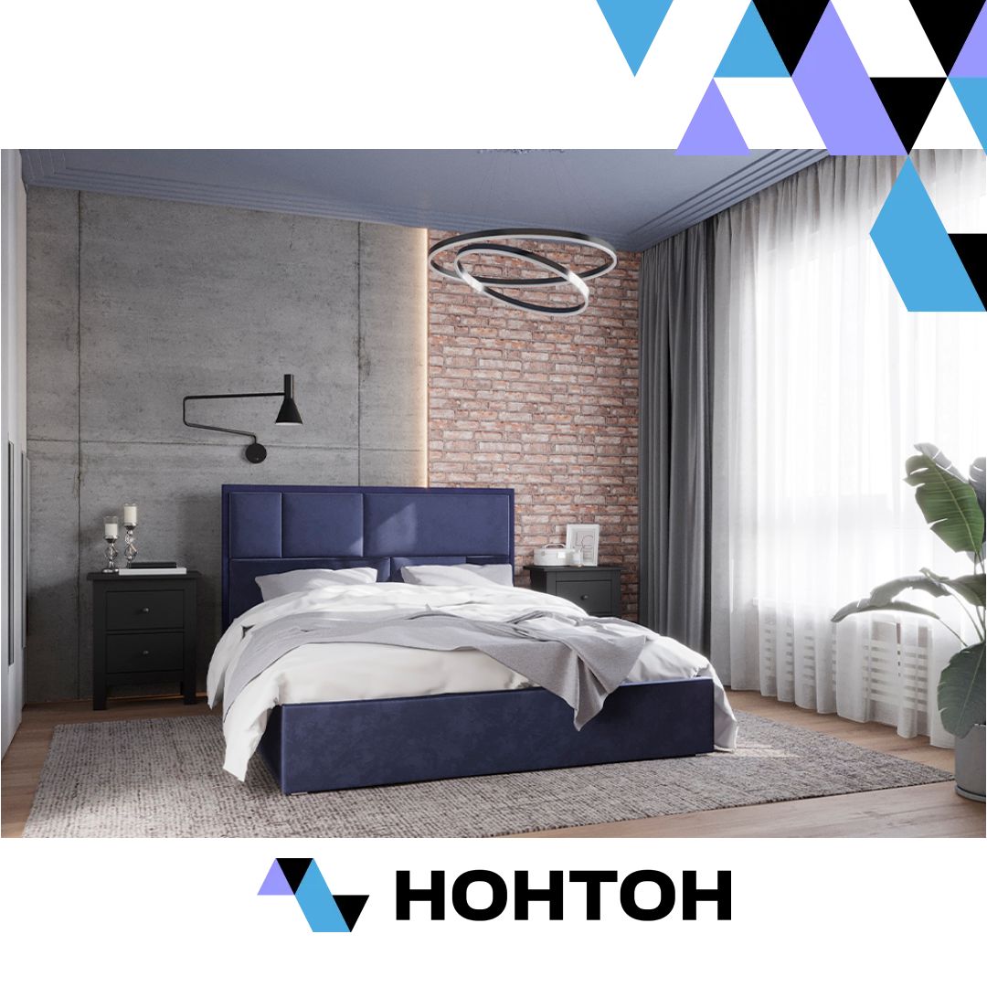 Кровать Стокгольм с подъемным механизмом велюр индиго