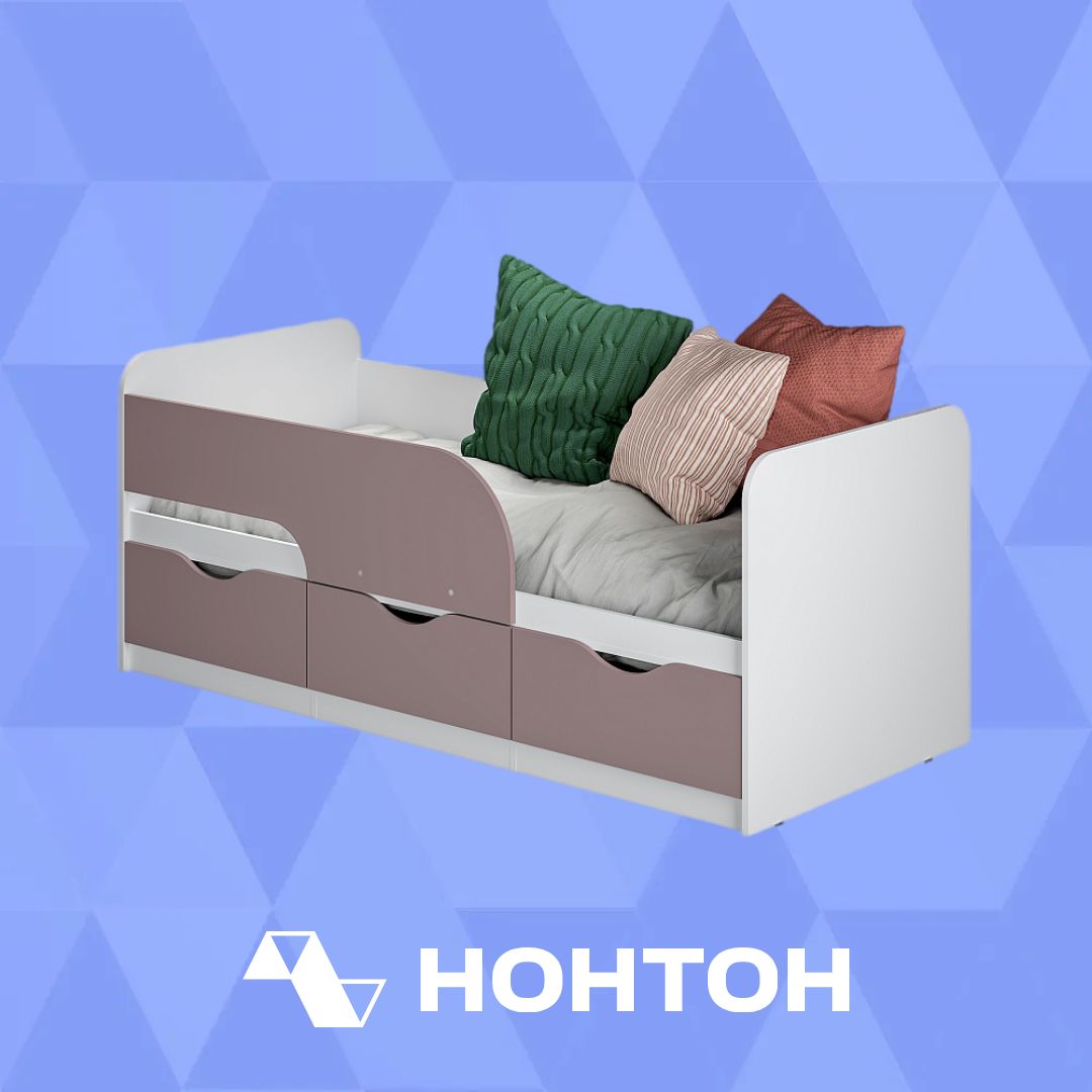 Кровать односпальная Стандарт белый / шарли пинк