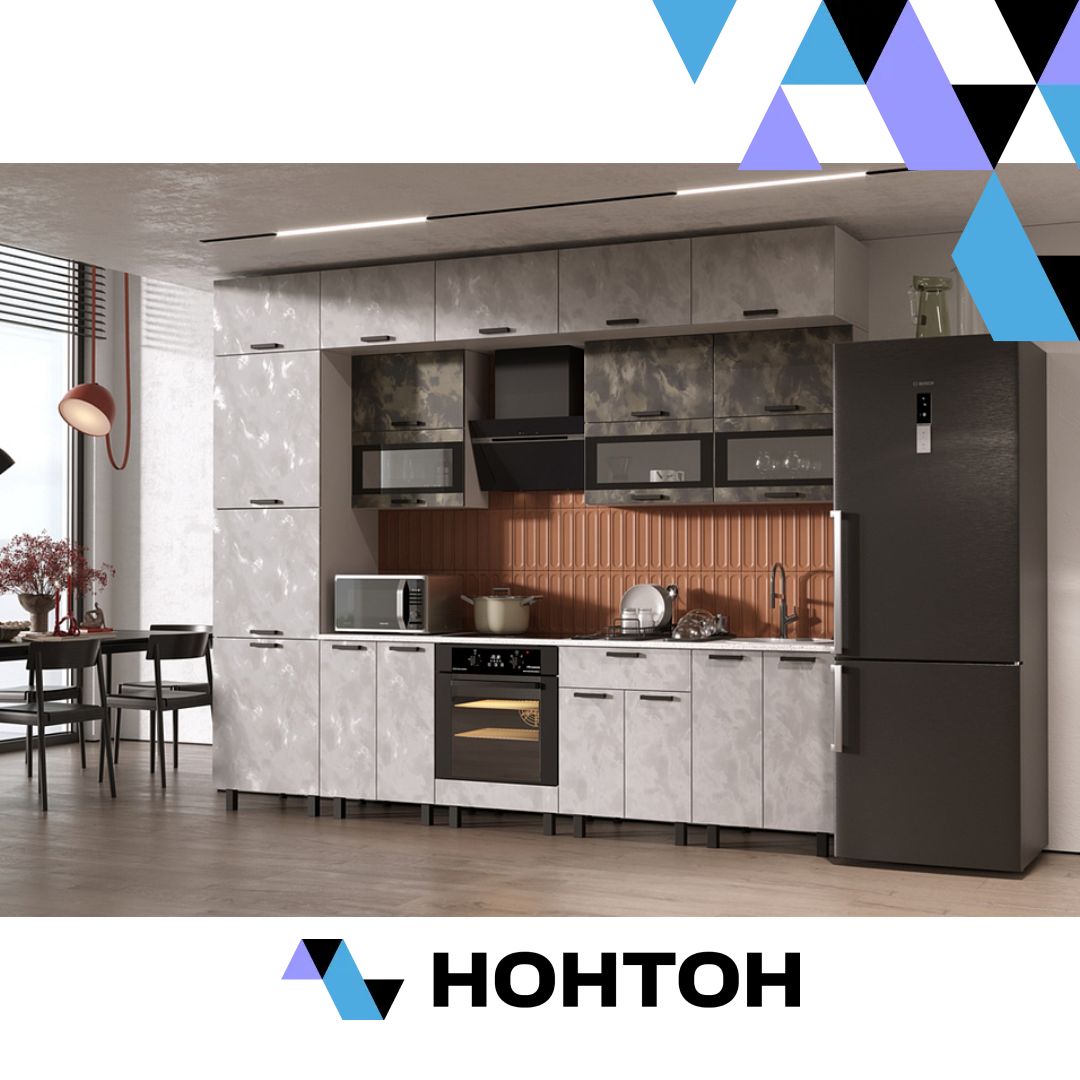 Кухня Техно 3.0 м компоновка №2 мальта / мальта грей