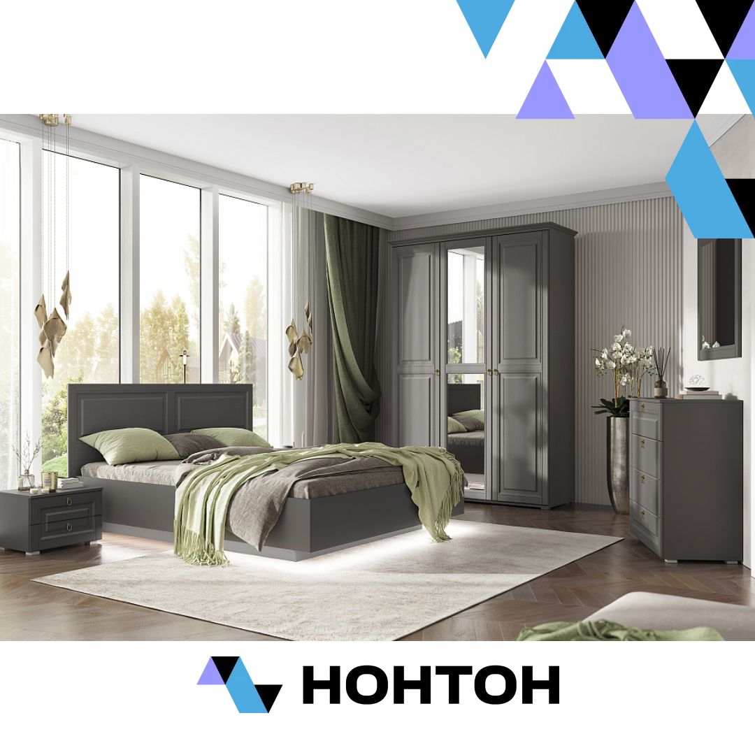 Спальня Престиж-1 графит / графит структурный