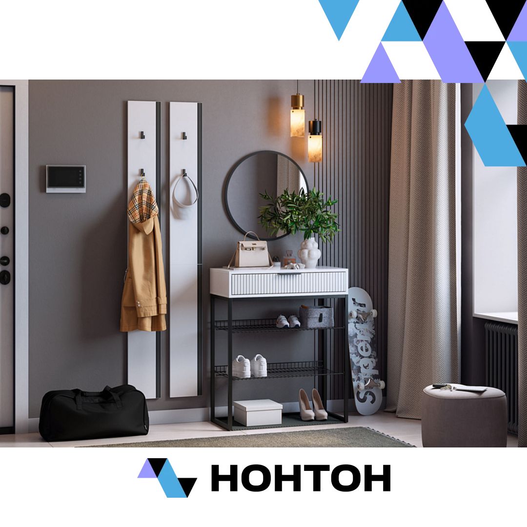 Прихожая Мебельсон К19 белое дерево / черный муар