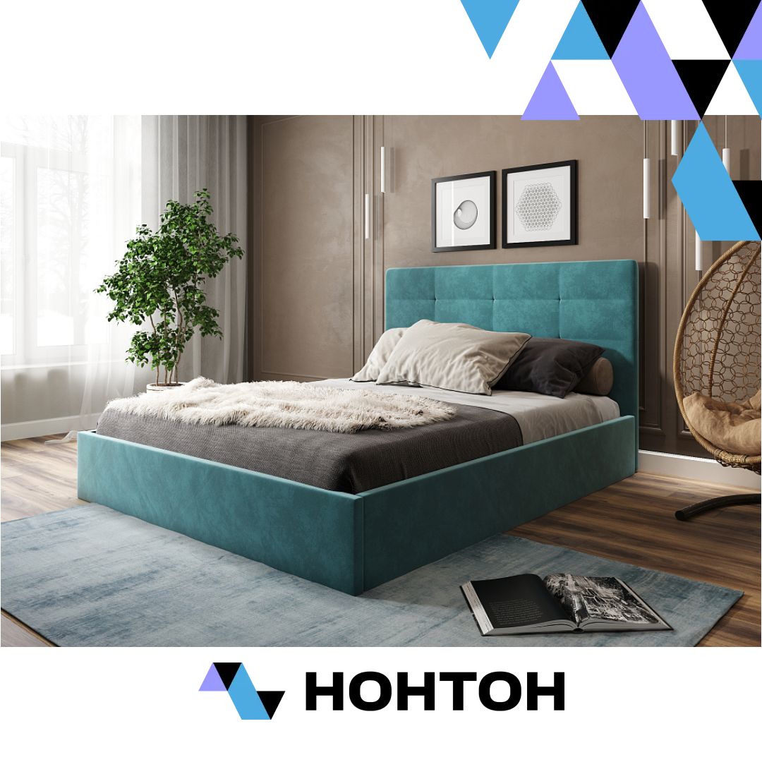 Кровать Диана велюр бирюзовый