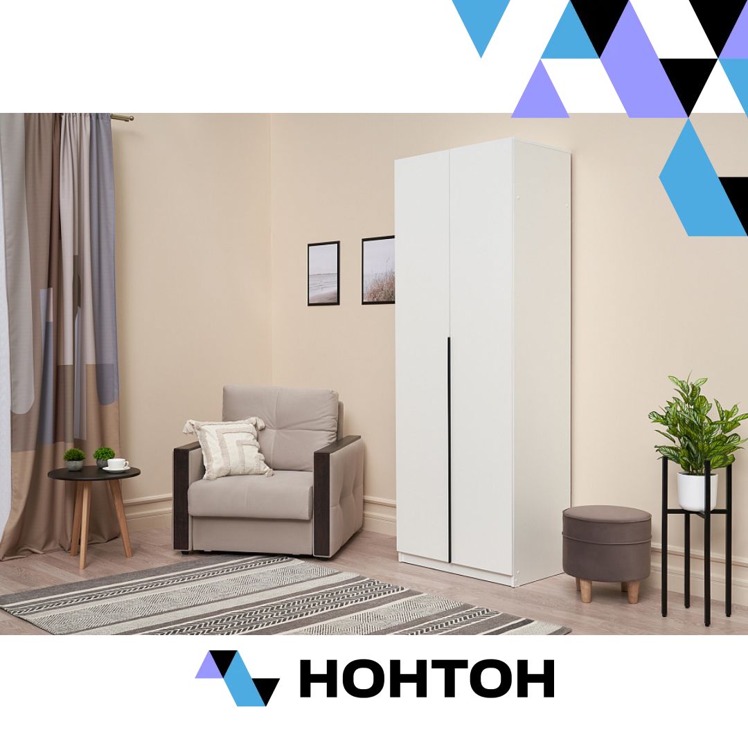 Шкаф 2-х створчатый Тивина белый текстурный