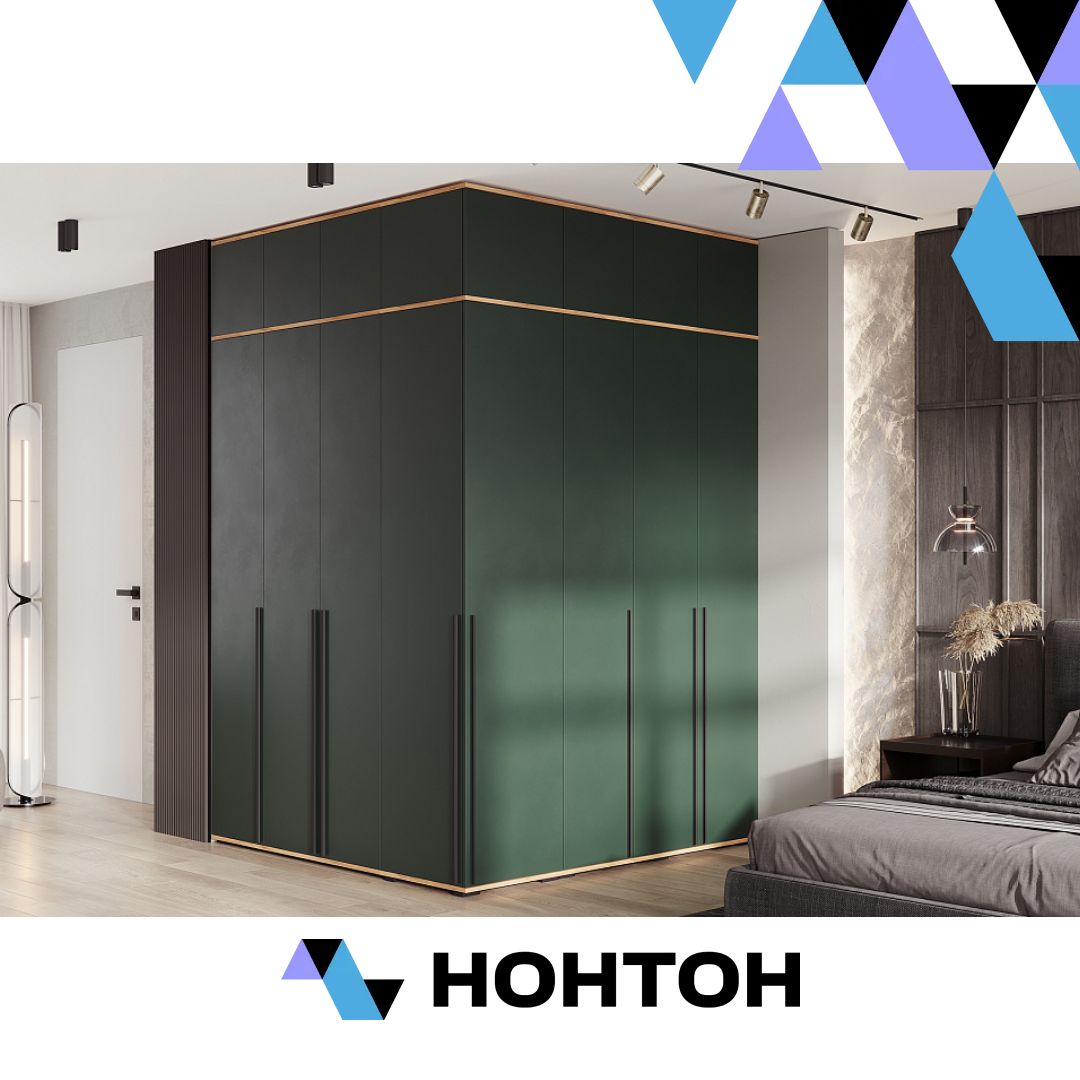 Комплект шкафов с антресолью Норд №3 дуб крафт / изумрудный